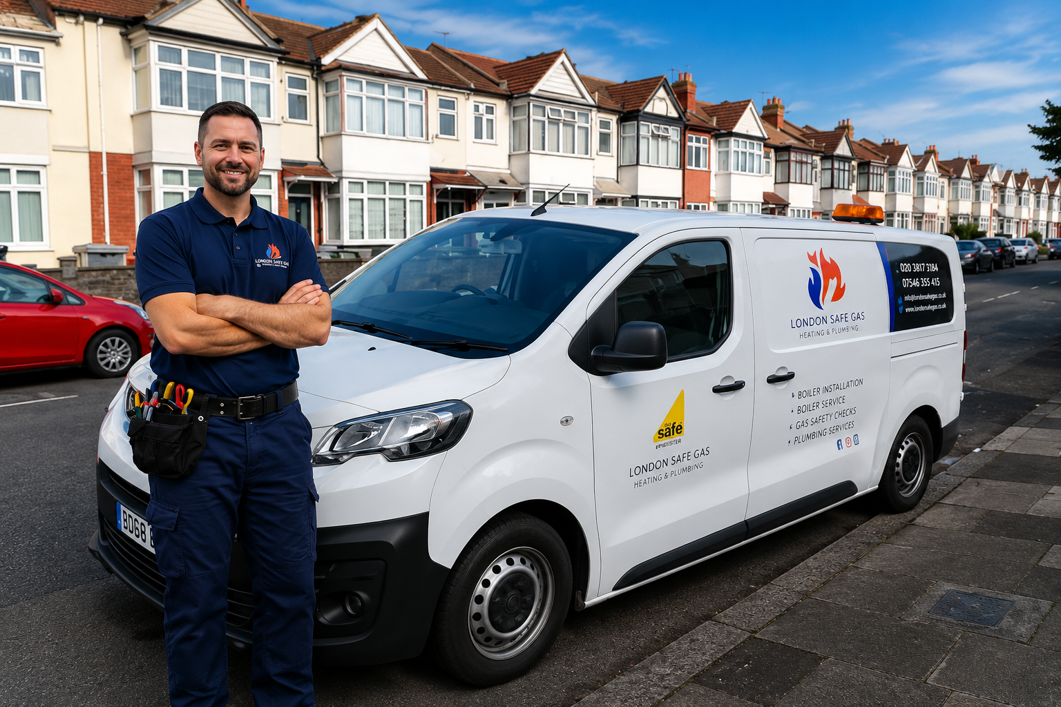 London Safe Gas engineer with company van on a London street